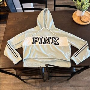 Light Blue VS PINK Hoodie with Black and White Stripes